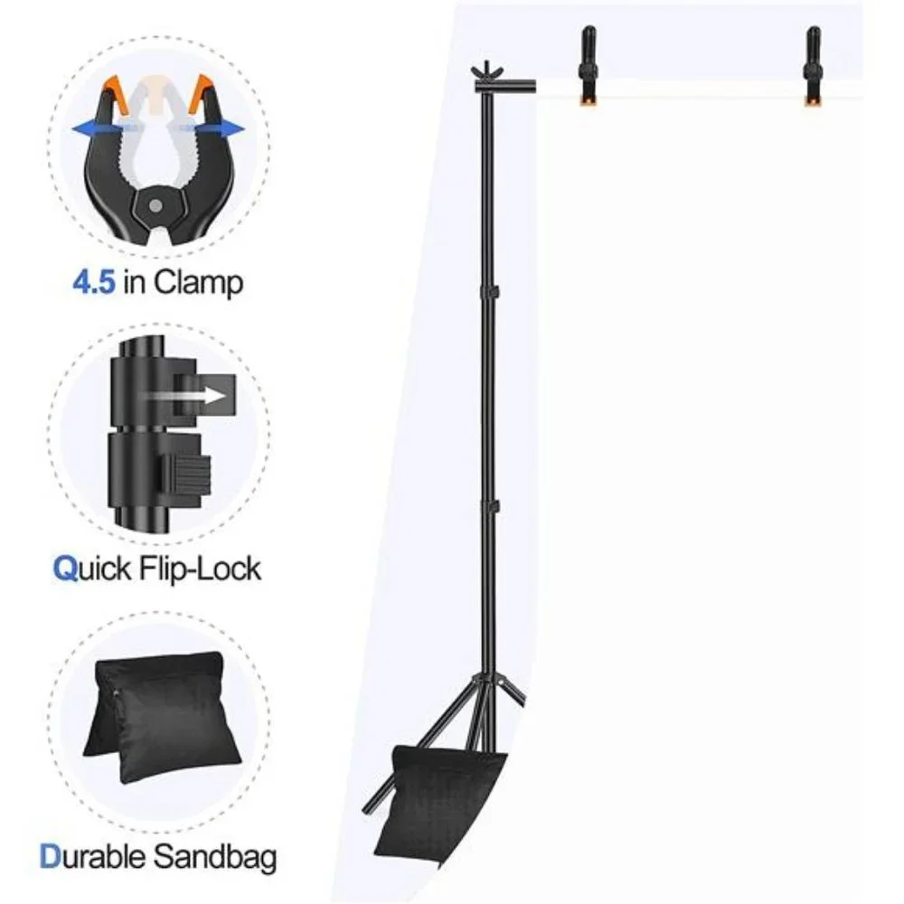 Backdrop Stand 10x7ft(WxH) Photo Studio Adjustable Background Stand Support Kit